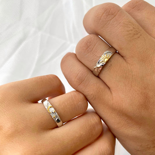 Sun and Moon Adjustable Promise Rings